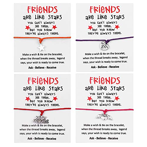 NELLONYA BFF Best Friends Angel Wings Friendship Star Charm Wish Bracelets 4 Friendship