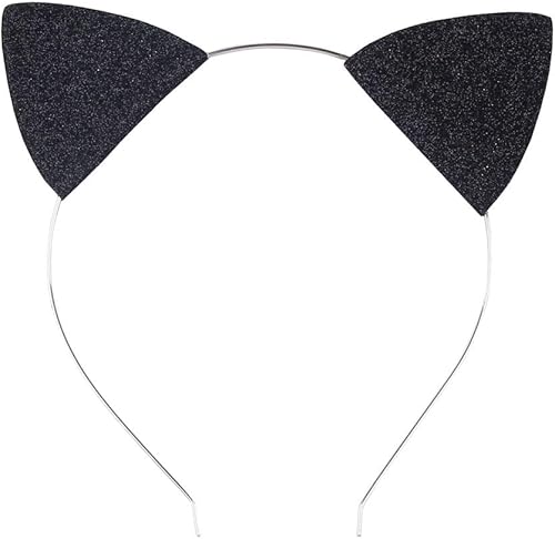 Diadema de orejas de gato con purpurina para cosplay, bola de maquillaje, festival, fiesta, diadema con orejas de gatito