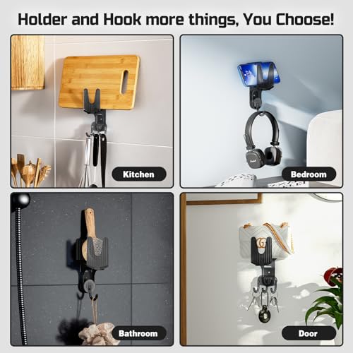 Universal Pot Lid Holder, 2 Pack Self Adhesive Pot Lid Organizer, Along with Three Hooks at The Bottom and 2 Pack Command Cord Bundlers for Kitchen appliances, Fits 6" to 13" pots - Image 4