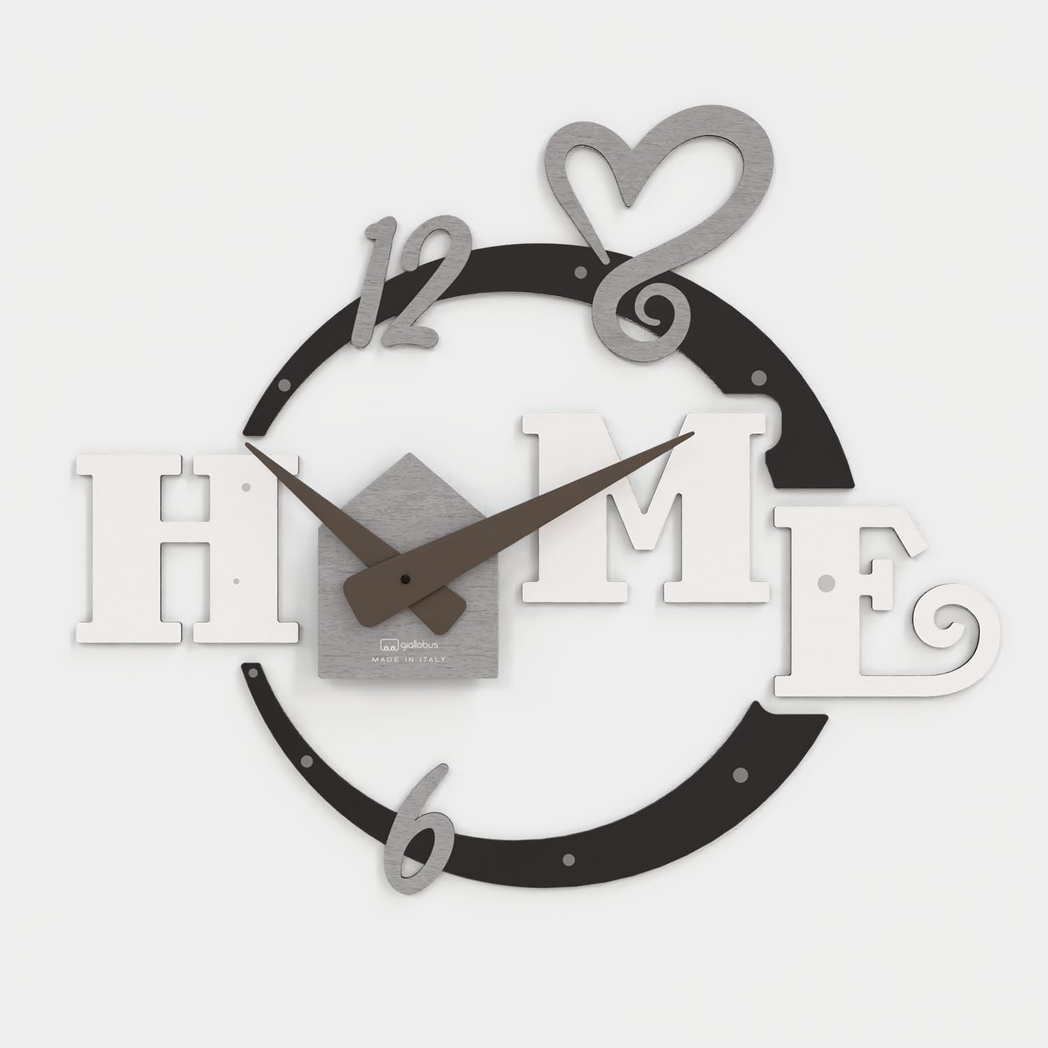 Giallobus - Orologio da Parete Adesivo Modulare Geotime - Home - Legno Mdf - Geotime - 09G_Drift - Orologio da parete moderno - Numeri adesivi 3d - Costruzione modulare