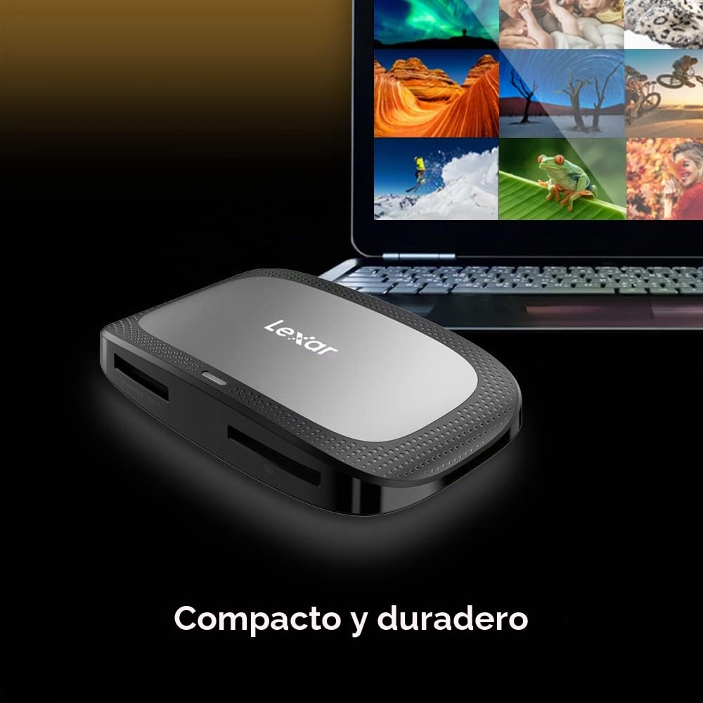 Lexar Lector Profesional CFexpress Tipo A/SD USB 3.2 Gen 2, diseñado para Tarjetas CFexpress Tipo A y SD UHS-II, velocidades de Transferencia USB de Alta Velocidad de 10 Gbps (LRW530U-RNBNG)