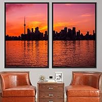 2 Piece Framed Canvas Wall Art Beautiful Sunset Canvas Prints Home Artwork Decoration for Living Room,Bedroom - 16