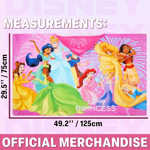 Image of Disney Princess Bath Towels with Hood for Girls, Soft Absorbent Cotton Beach Towel, Swimming Pool Hooded Poncho, Shower Bath Cinderella Moana Rapunzel for Girls Ages 2-6 (Multi Princess)