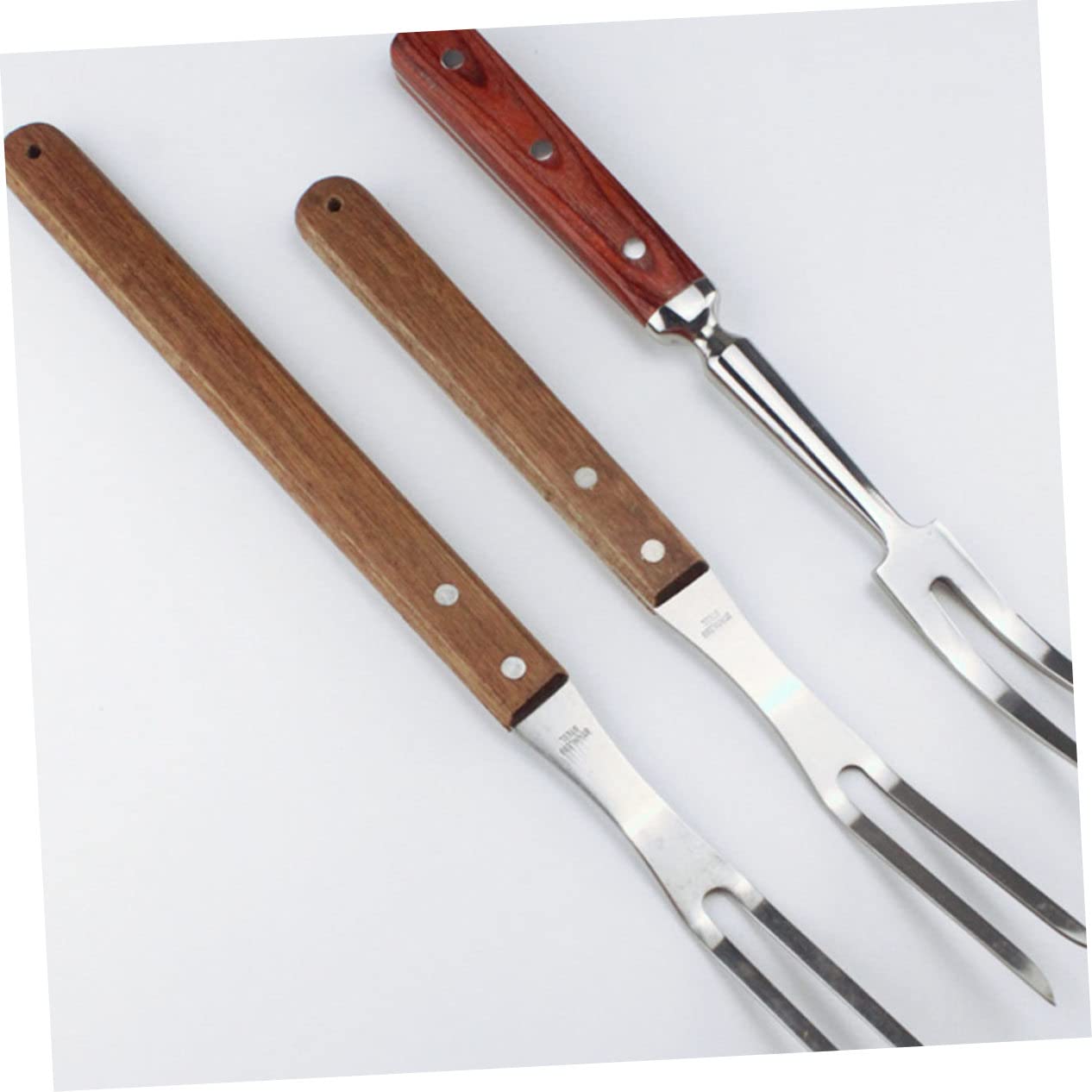 Happyyami 3pezzi Forchetta Da Barbecue Inossidabile Con Manico Utensile Per Grigliate All Aperto Resistente Alta Temperatura Per Spiedini e Design Pratico e Durevole