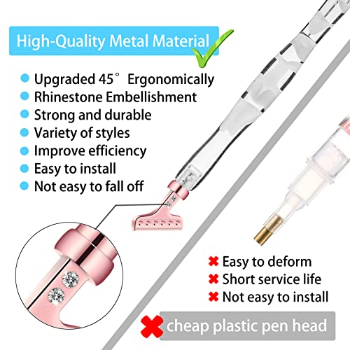 17 Pcs Diamond Painting Pen Metal Pen Tips Tools Kits,Includ Ergonomic Resin Diamond Art Pen,6 Pcs 45° Replacement Metal Tip,8 Pcs Glue Clay,For Diy 5D Diamond Painting #TOP3