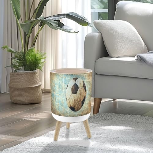 Caneca de basura pequeña con tapa, temática de fútbol rústico, 7L miniatura 2