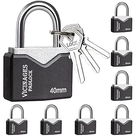 Layssa Padlock Covered Aluminum Lock with Same Key 1-9/16 inches,Wide Locks Body, Weatherproof Keyed Alike Padlocks for Hasp Latch, Sheds, Fences, Storage Locker,(8 × Black), 1-9/16 inches 40mm Cover