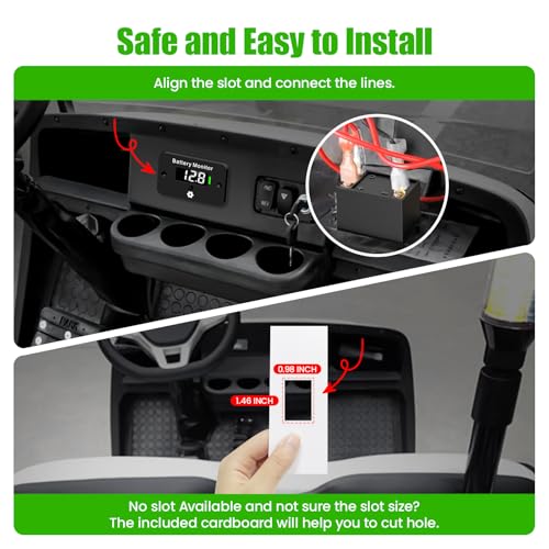 Image of 12V 24V 36V 48V 60V 72V Golf Cart Battery Meter, ELMCONFIG Front Setting and Switch Key Battery Capacity Voltage Indicator Gauge Acid and Lithium ion Indicator for Golf CART Yamaha Club CAR EZGO