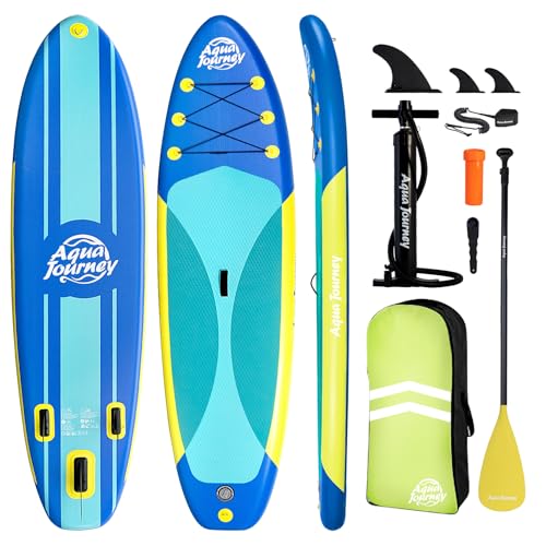 AquaJourney Inflatable Stand Up Paddle Board 10'6' x 31.5' - Non-Slip Deck Blow Up Paddleboard for Adults & Youth - Lightweight SUP with Pump, Paddle, Backpack & Leash - Stable for Lake & Ocean