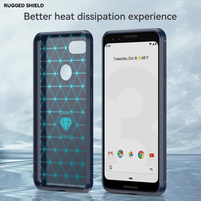 Image of Hybrid Carbon Fiber Back Case for Google Pixel 3A XL (Blue)