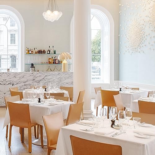 Image of sancua 8 Pack White Tablecloth 60 x 84 Inch, Rectangle Table Cloth for 4ft Tables - Stain and Wrinkle Resistant Washable Polyester Table Cover for Dining Wedding Banquet Party Buffet Restaurant
