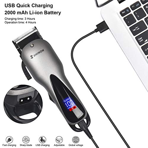 Hair Clipper for Men, WeluvFit Beard Trimmer, 2-Speed Hair Cutting Kit with USB Charger, LED Display for Men, Babies, Pets Cutting and Grooming