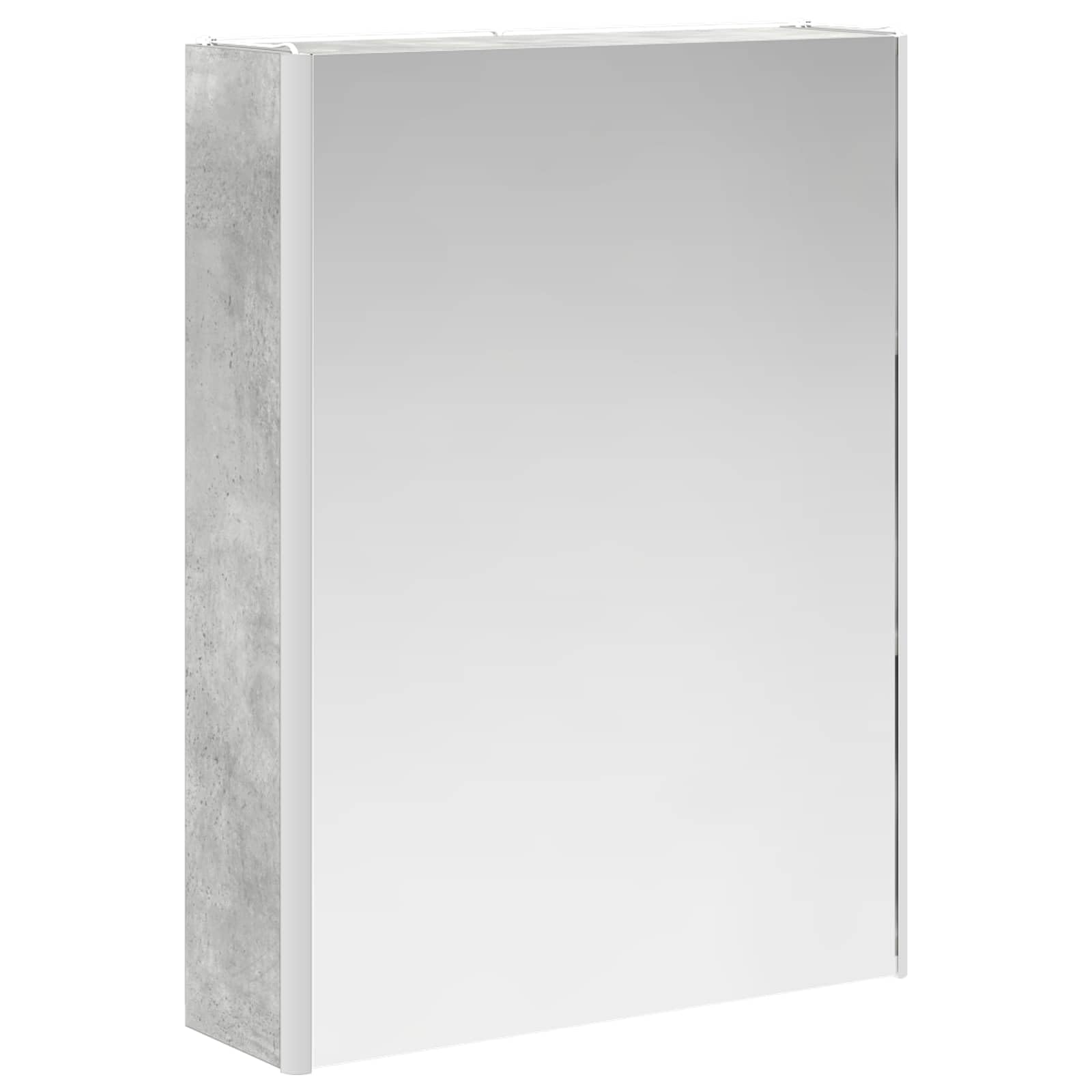 Szafka łazienkowa z lustrem betonowym, szara, 53,5 x 15,5 x 70 cm, materiał drewnopochodny z oświetleniem LED, montaż na ścianie, schowek, regał, regulowane półki do łazienki, toalety dla