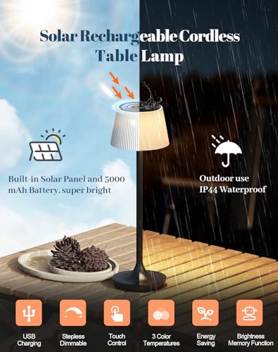 Qimh Cordless Table Lamps, Rechargeable Outdoor Solar Led Lamp thumb #2