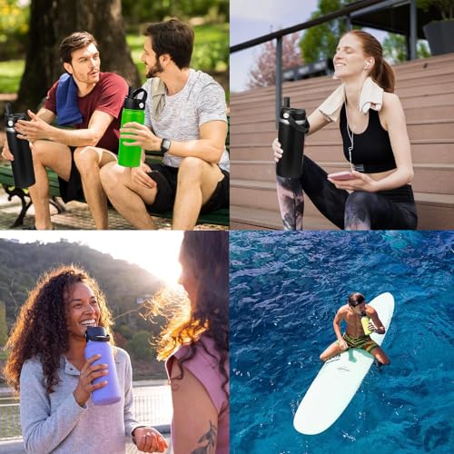 LLCJYYCY Straw Lid for Hydroflask,Lids with Straw for Hydro Flask Wide Mouth 40 32 20 18 12 oz, Cap for Hydro Flask Straw Lid Replacement,Water Bottle Lid Top Accessories (Black)