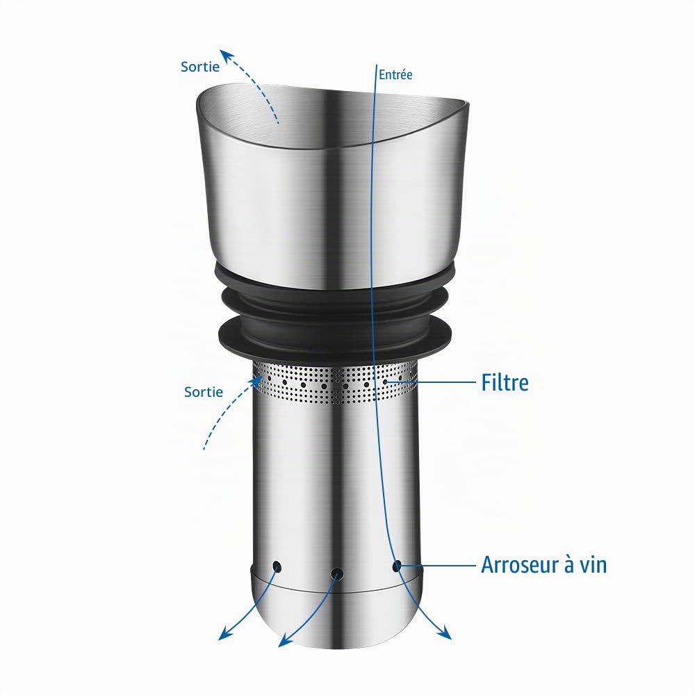 glastal Carafe à décanter en verre Cristal avec aérateur intégré Aération et filtrage, Verser sans couler 1800ml / 63.3oz (Full Capacité)