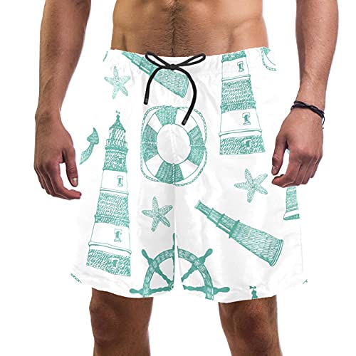 Short de bain homme bleu mer imprimé étoile de mer confortable M