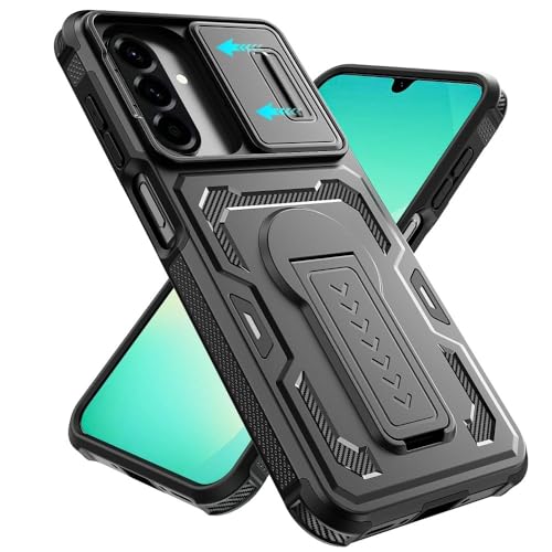 Coque Samsung S24 noire avec cache objectif coulissant et support