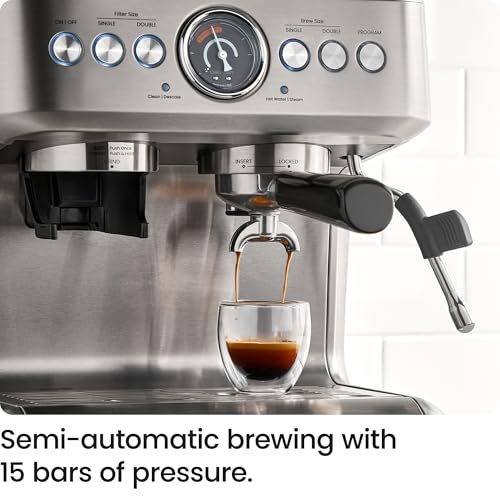 image for Chefman Crema Supreme 15 Bar Espresso Machine with Milk Frother, Baris
