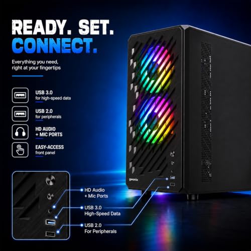 Image of Geonix Blaze Box Gaming Cabinet, 3 Pre-Installed ARGB Fans, Black