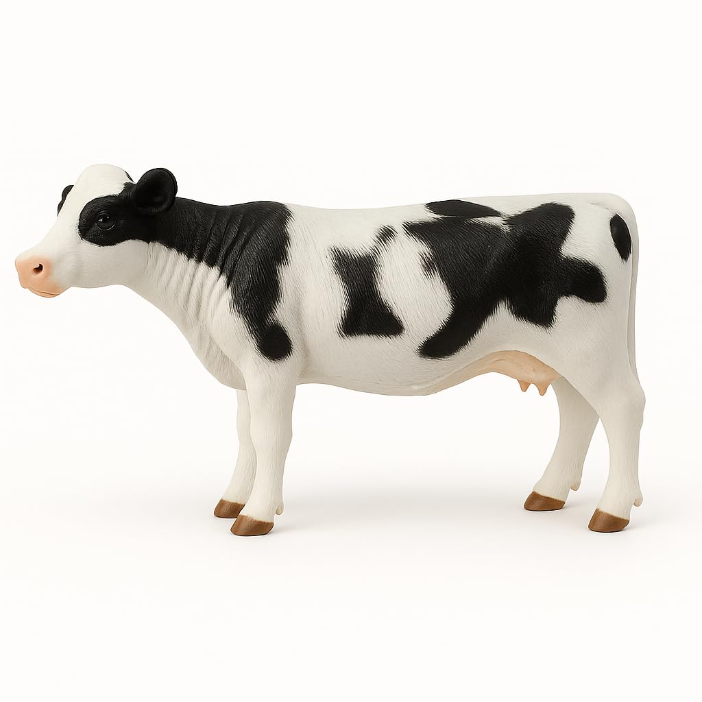 Realistic Cow Animal Figure Toy – Soft Rubber Farm Animal Model for Kids | Educational Toy for Learning & Play | 15 cm Length | Black & White Cow Collectible Statue for Home Decor-picture-18