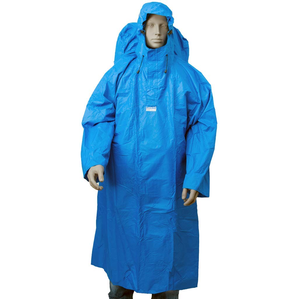 LOWLAND OUTDOOR Backpack Rain Poncho Blue, Backpack rain poncho., blue, XL