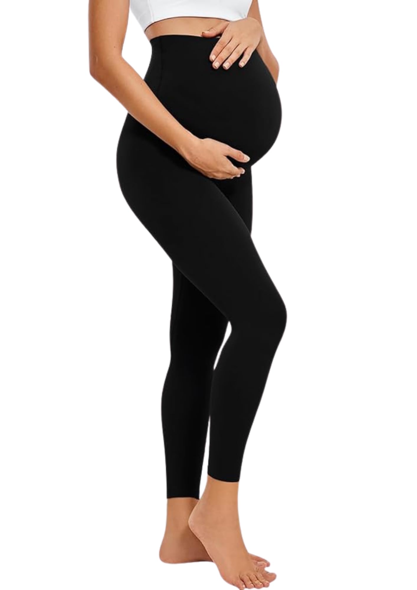 Litelooks Women's Cotton Lycra Over Belly Maternity Leggings - Comfortable, Seam-Free, High Waist Support, Stretchable Pregnancy Pants for Pre & Post Pregnancy