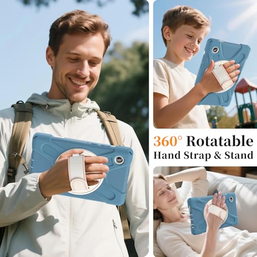 Image of ProElite Cover for Galaxy Tab A11 Plus 11 inch 2025 Cover, Rugged 3 Layer Armor case Cover for Galaxy Tab A11+ 11 inch 2025 with Hand Grip & Rotating Kickstand with Shoulder Strap, Cornflower Blue