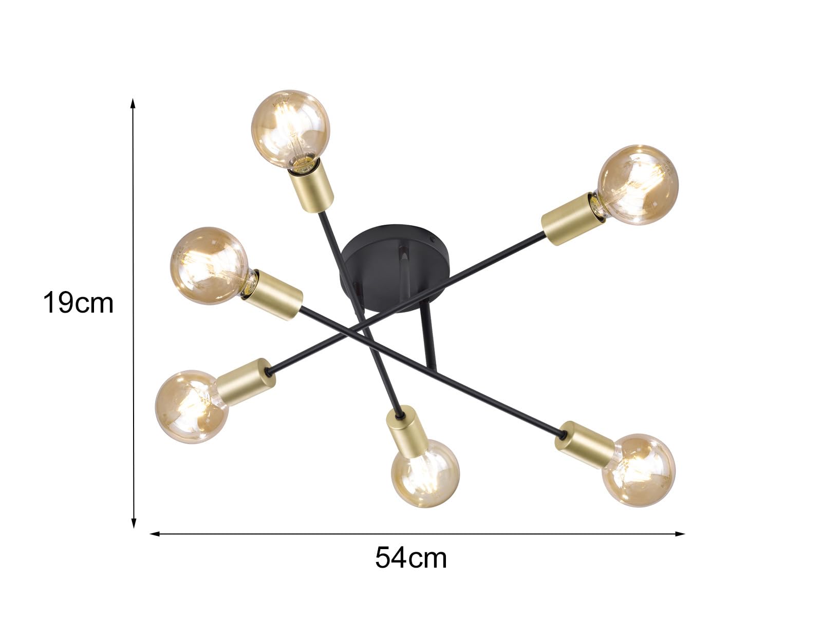 Trio Leuchten 606700632 Cross A++ do E, lampa sufitowa, metal, E27, czarny matowy, 56,6 x 56,6 x 19,11 cm