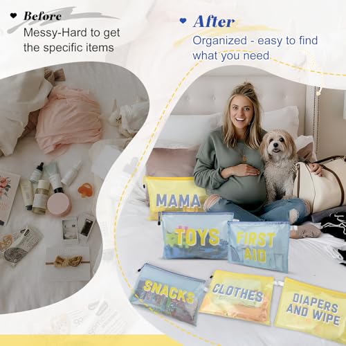 Image of 6pcs Hospital Diaper Bag Organizing Pouches for Labor and Delivery, Maternity Essentials Diaper Bag Organizer for Mommy Travel - Blue /Yellow
