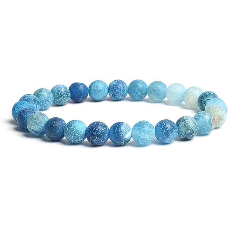Bracelet en agates veines de dragon fait main et perles naturelles 8mm