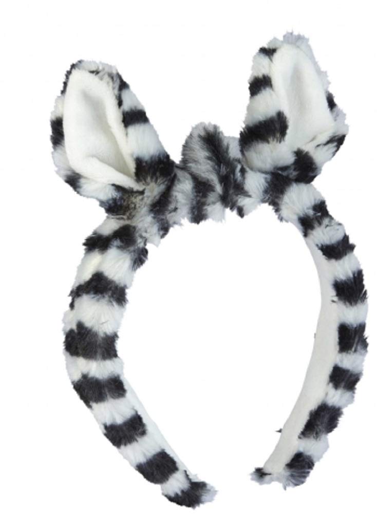 Ravensden Plush Zebra Headband with ears, Black and White, 15cm diameter