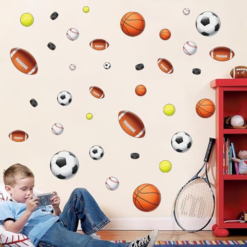 Stickers deportivos para pared con pelotas, fáciles de pegar miniatura 5
