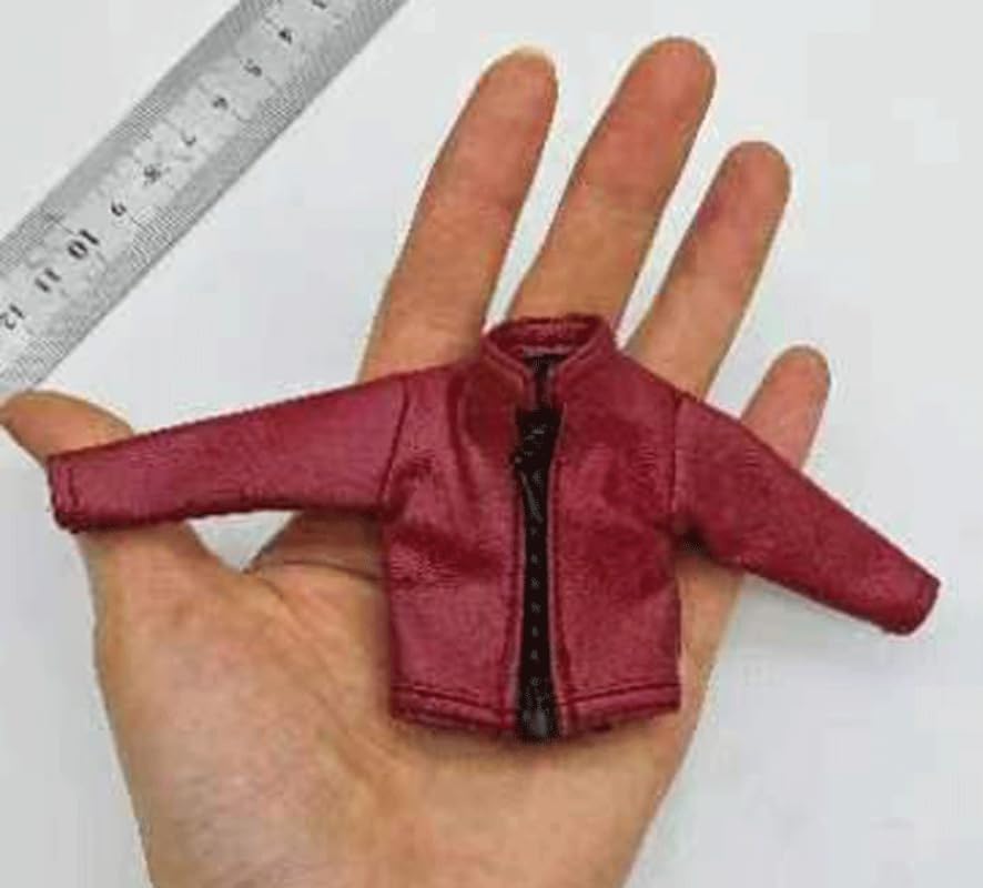 ximitoy 1/12 Soldier Clothes Red PU Leather Coat Jacket Model for 6''figure3