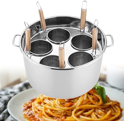 Commercial Grade Stainless Steel Pasta Pot Set with Strainer Insert, 3/4/5 Holes Pasta Cooker, Versatile Steamer and Stock Pot for Home Kitchen, Durable and Efficient Cooking Tool