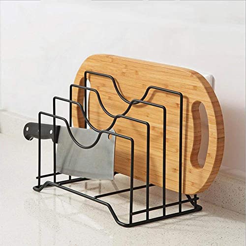 Image of Countertop Plate Stand - 4-Section Dish Rack Organizer for Kitchen, Durable Iron Rack, Space-Efficient Black Dish Holder (9 x 7 x 8.5 Inches)
