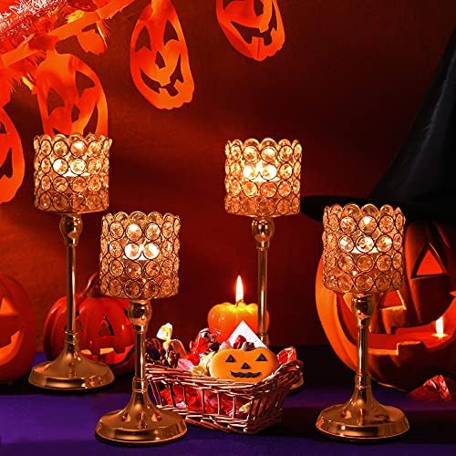 VINCIGANT Tealight Candle Holder, Candlestick Holders for Tables, Crystal Ornaments for Living Room Table Centerpieces, (Silver 2Pcs 30cm Tall)