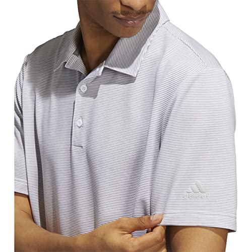 adidas Camisa polo masculina Otoman Stripe Golf, Cinza dois/branco, M