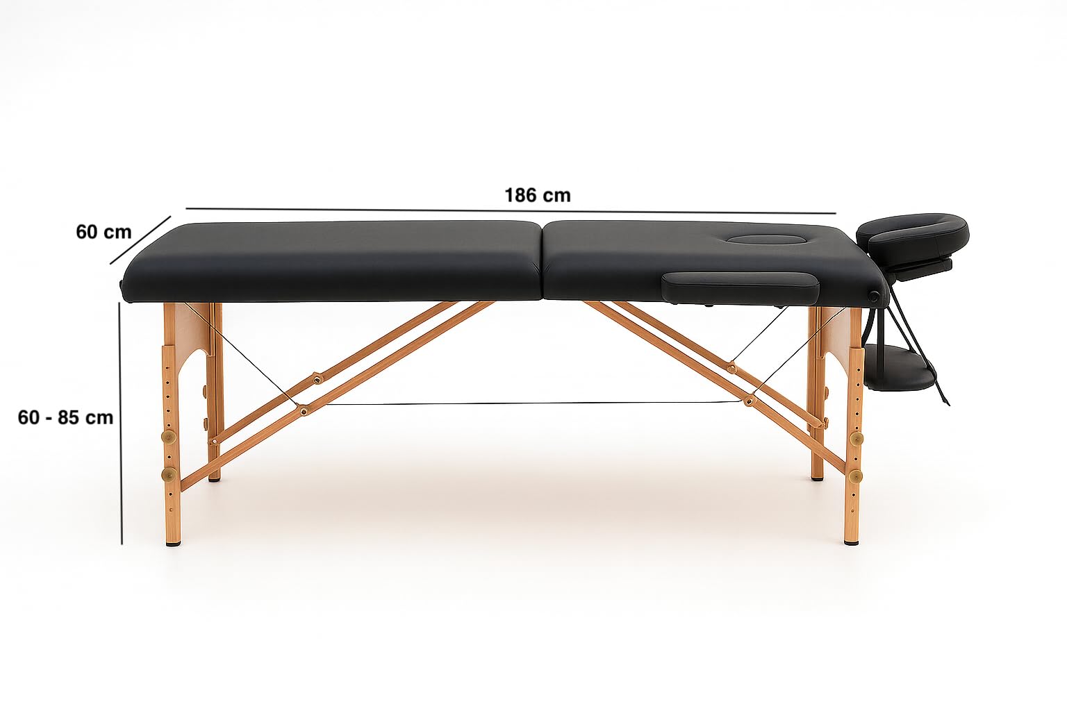 T-LOVENDO.ES Camilla de Masaje Plegable portátil Ligera Profesional | 2 cuerpos con Altura Ajustable | Acolchado Espuma Alta Densidad | Estructura Madera | Soporta hasta 200kg