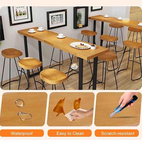 Mesa alta de bar de madera maciza y metal rectangular de 120 cm 7