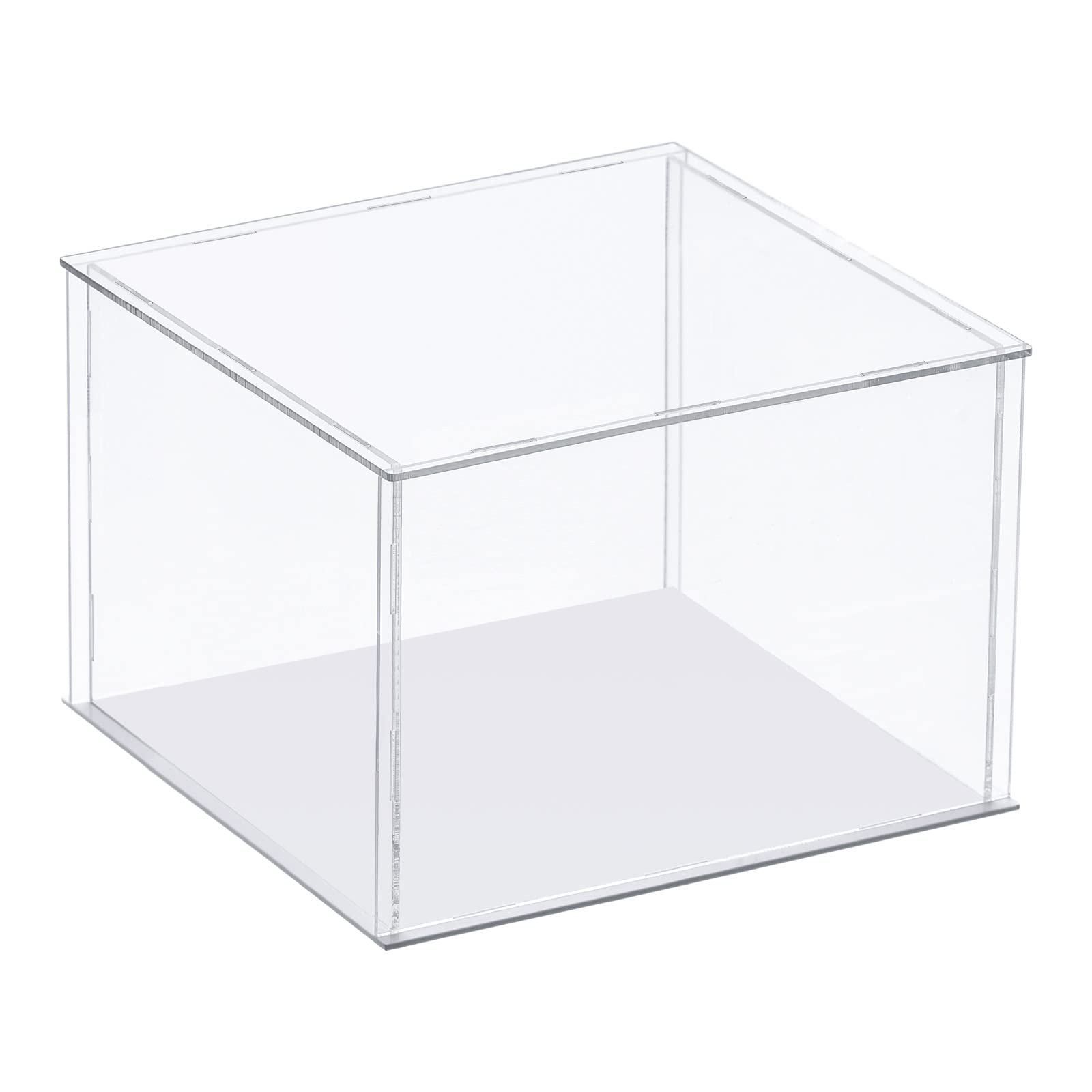 Muiltvoe Clear Display Case, Acrylic Box Assemble Transparent Dustproof Box Showcase 10x10x10cm for Collectibles, Crafts