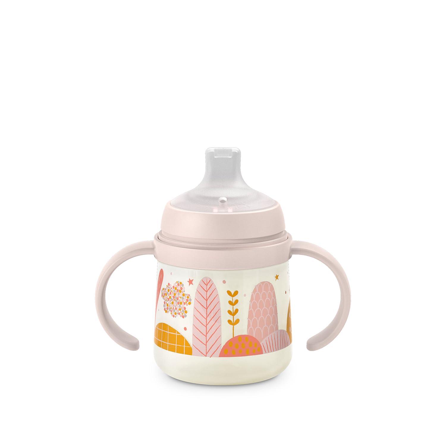 Suavinex, Tazza Apprendimento con Beccuccio e Manici in Silicone, Biberon con Manici, con Sistema Anticoliche, Coperchio Protettivo, Bicchiere Antigoccia, 150 ml, per Bambini dai 6 Mesi in Su, Rosa