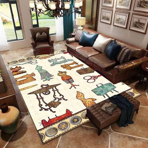 Soyalie Sewing Room Area Rug 3x5ft with Scissors & Buttons