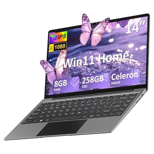 2025 Ordinateur Portable 14 Pouces N4020(jusqu'à 2,9 GHz) 8Go DDR4 Win11 256Go SSD Extension 1To 5G...