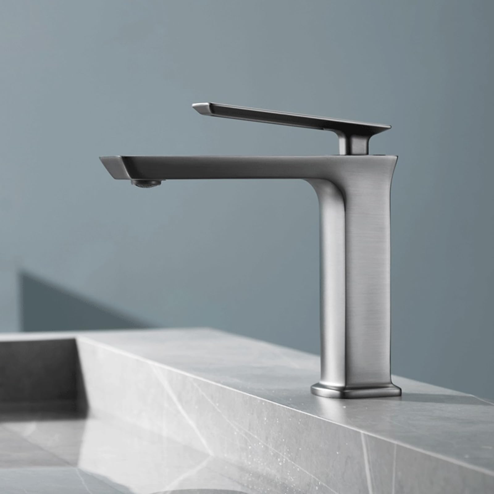 BiaoTeng Wasserhahn Bad Waschbecken grau Einhebelmischer Messing Mischbatterie Waschbecken Bad Badarmatur Waschbecken, grau