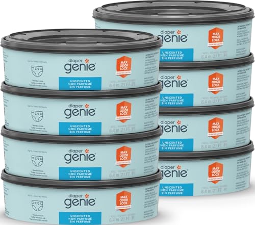 Image of Diaper Genie Bags Refills 270 Count (Pack of 8) with Max Odor Lock | Holds Up to 2160 Newborn Diapers