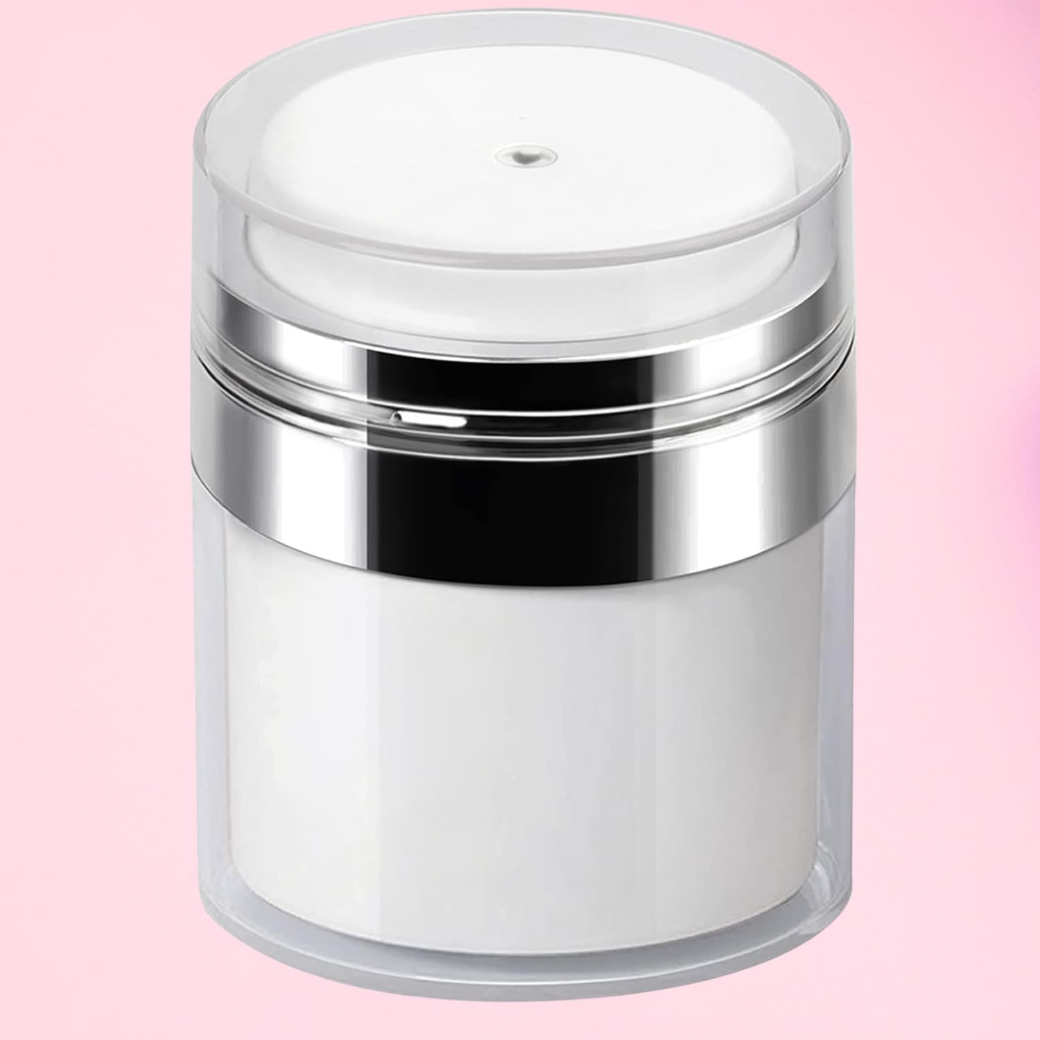 Round Airless Mini pump Jar, Cosmetic Container, Refillable Cream Jar | Transparent, Reusable Multipurpose Storage Container for Lotions Makeup Essence Moisturizer -1 pcs-image-20
