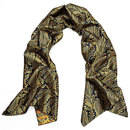 Yohowa Lightweight Men/Women Scarf Gold Silk Feeling Soft Print Scarves Pattern Neckerchief Formal Casual #TOP3