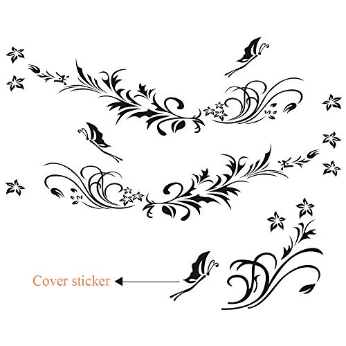 Image of Car Body Decals Carved Hollow Flower Butterfly Decorative Stickers Anti-Scratch for Cars, Vans, SUVs, Trucks,Set of 3 pcs (Black)