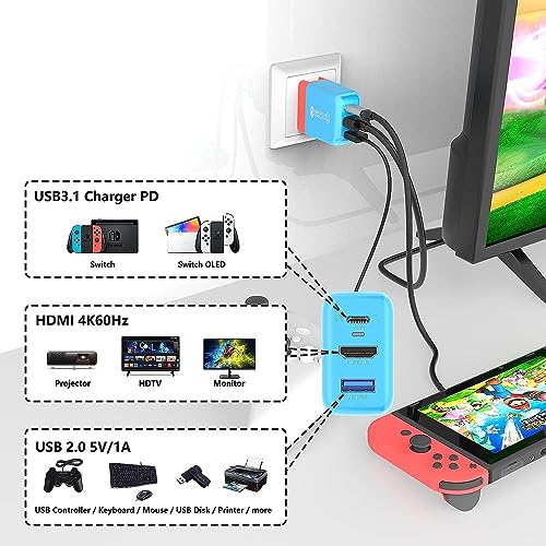 GKEAPZA 2024年新型3in1多機能 switchドック HDMI 変換アダプター ACアダプター の商品画像 2